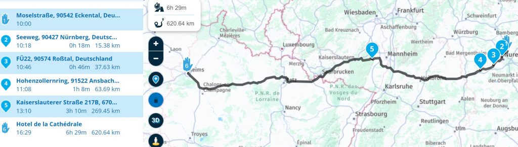 Motorradtour Frankreich - Von Eckental nach Reims