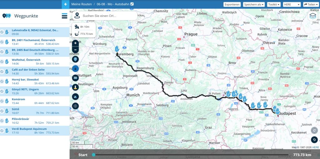 Mit dem Motorrad von Nürnberg nach Budapest